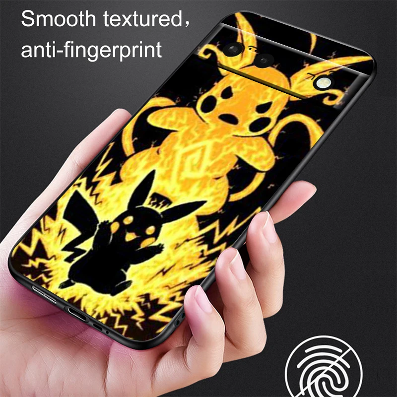 P-Pokémon Art For Google Pixel 8 7A 7 6A 6 5A 5 4 4A XL 5G Black Silicon Shockproof Shell TPU Phone Case