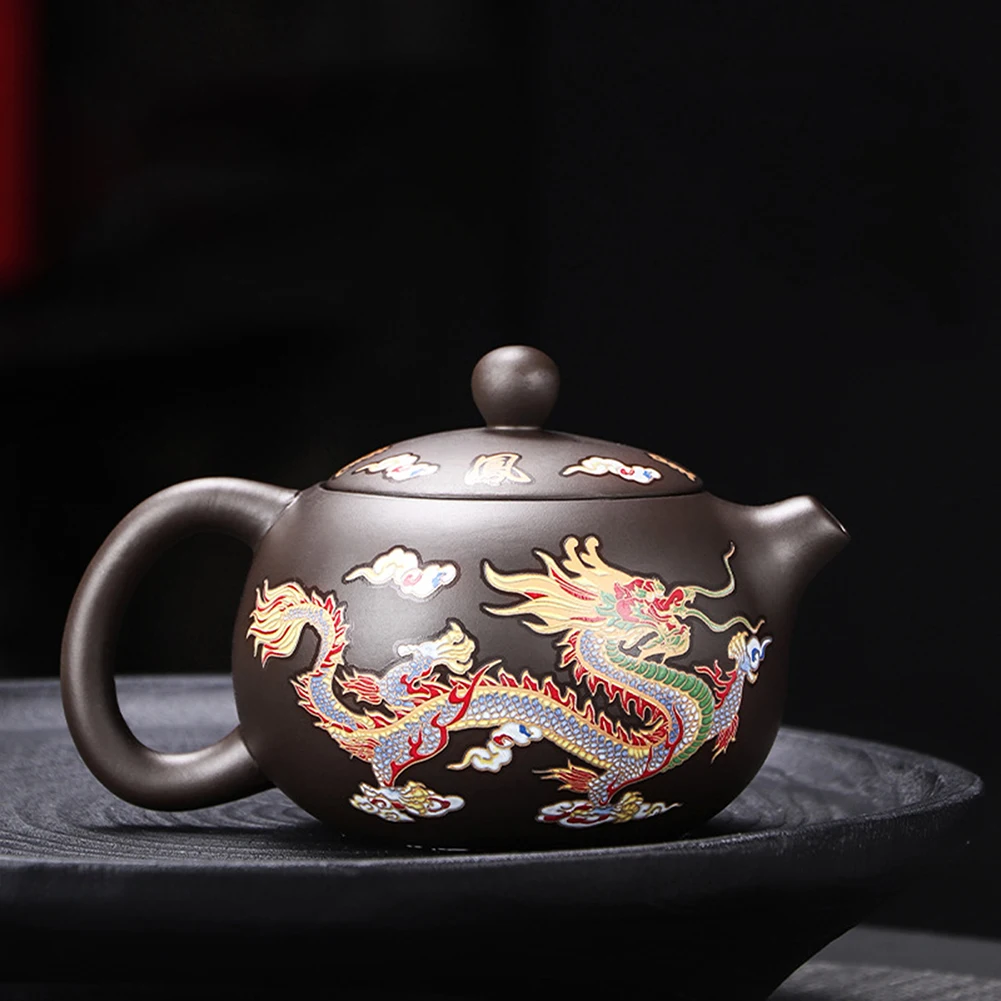 Vintage Dragons Phoenixs Purple Clay Teapot Household KungFu Tea Pot For Brewings Tea