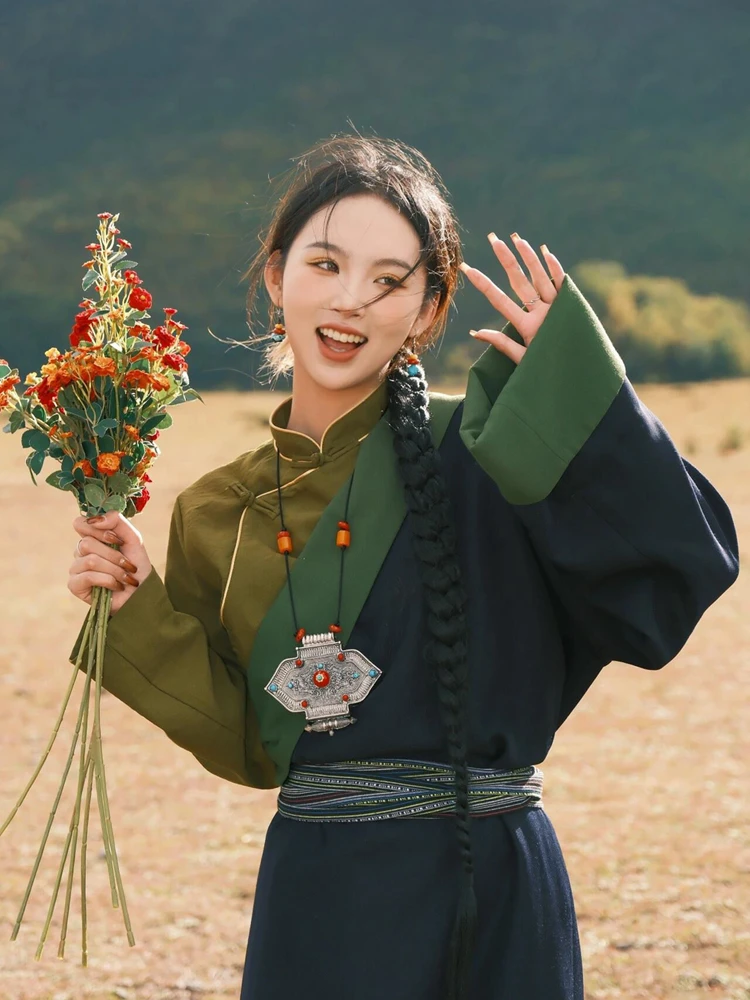 

New 2026 Tibetan Women's Traditional Costume Ethnic Tibetan Style Photography Clothes Stage Performance Hanfu Ethnic Fashion