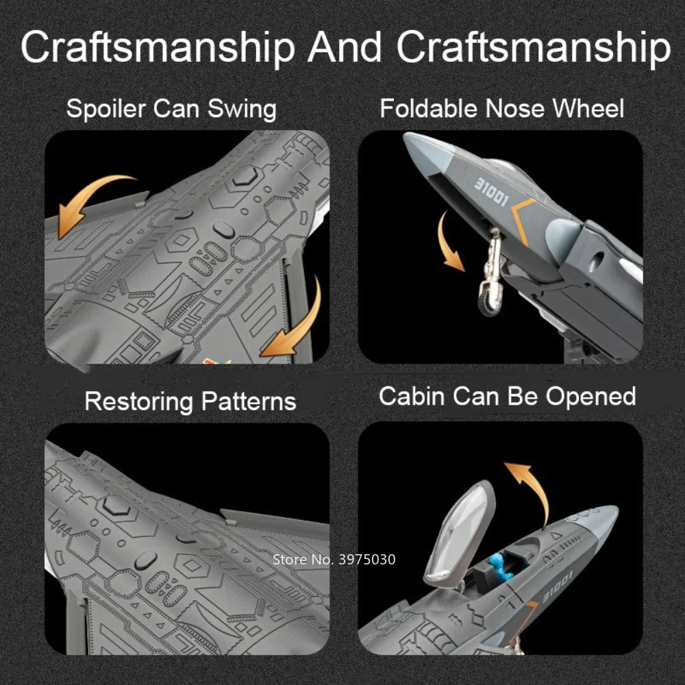 합금 다이캐스트 사운드 라이트 풀백 시뮬레이션 비행기 모델, 소년용 자동차, 스텔스 전투기, 군사 장난감, 항공기 모델, 1/68 J-31