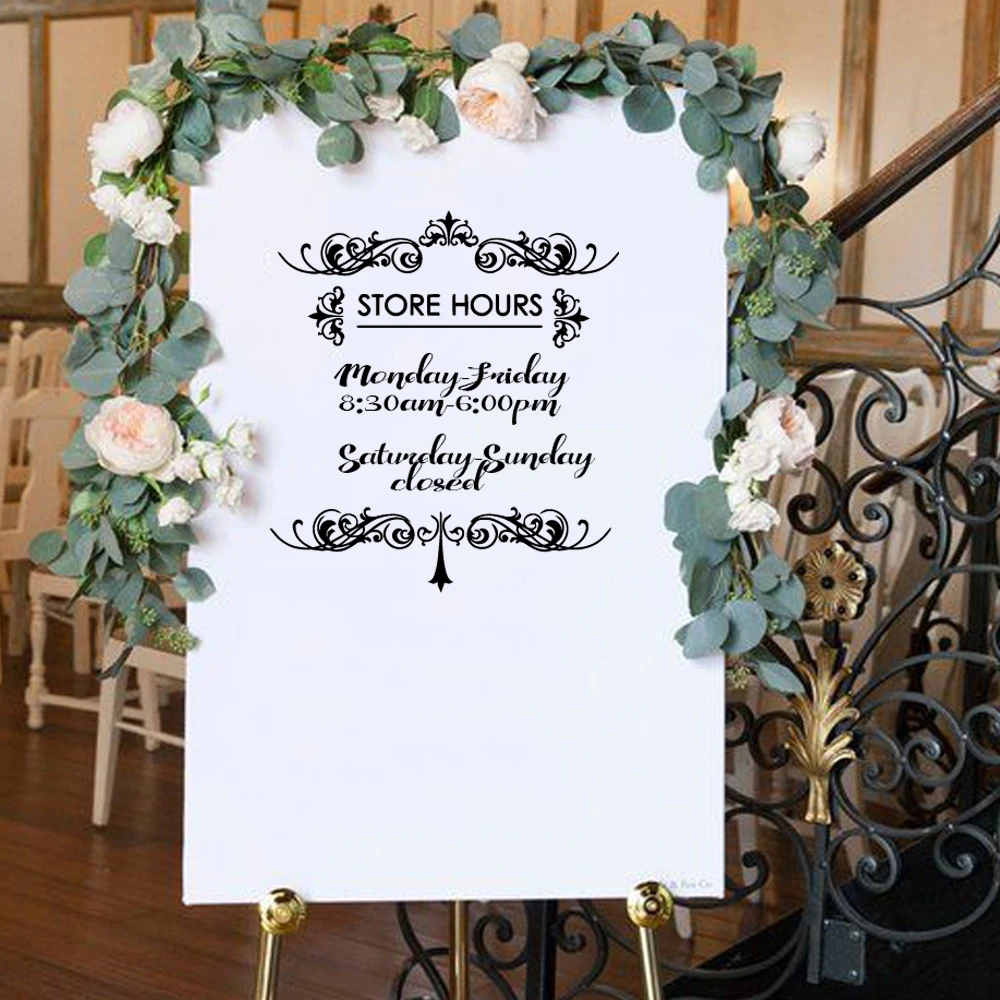 Autocollant mural en vinyle avec heures de travail personnalisées, décalcomanie, heures de travail, café, salon de coiffure, belle entreprise, 1 PC