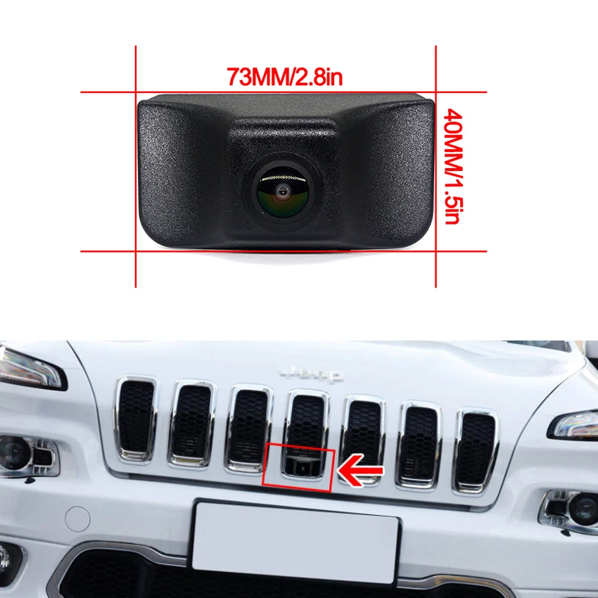 كاميرا 140 درجة عين السمكة AHD CVBS كاميرا شعار الرؤية الأمامية للسيارة مقاومة للماء لسيارة جيب جراند شيروكي KL WK2 2015 ~ 2020