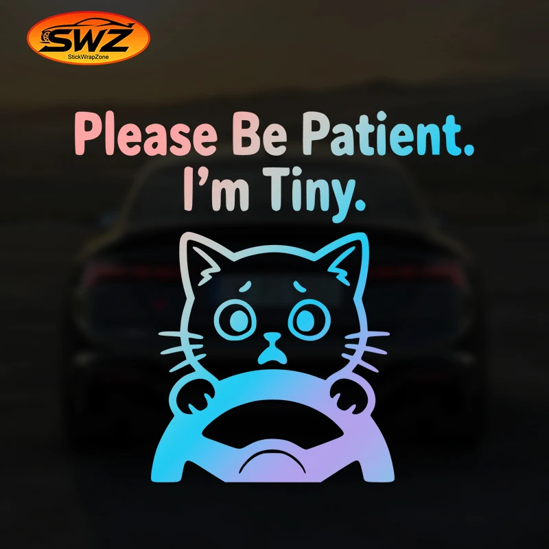 

Cute Scared Kitten Car Sticker "Please Be Patient. I'm Tiny." New Driver Student Warning Vinyl Decal Funny Cat JDM style