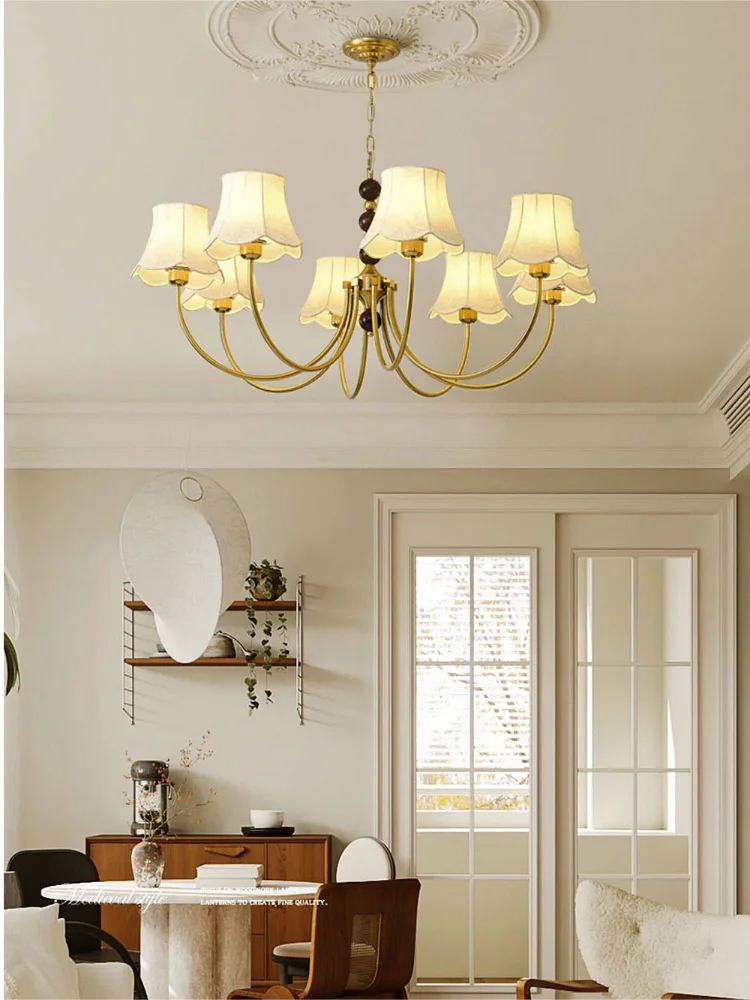 

Living Room Bedroom Hanging Lamp Study Room Dining Room Solid Wood Pendant Lighting Retro Medieval Style Fabric Chandelier