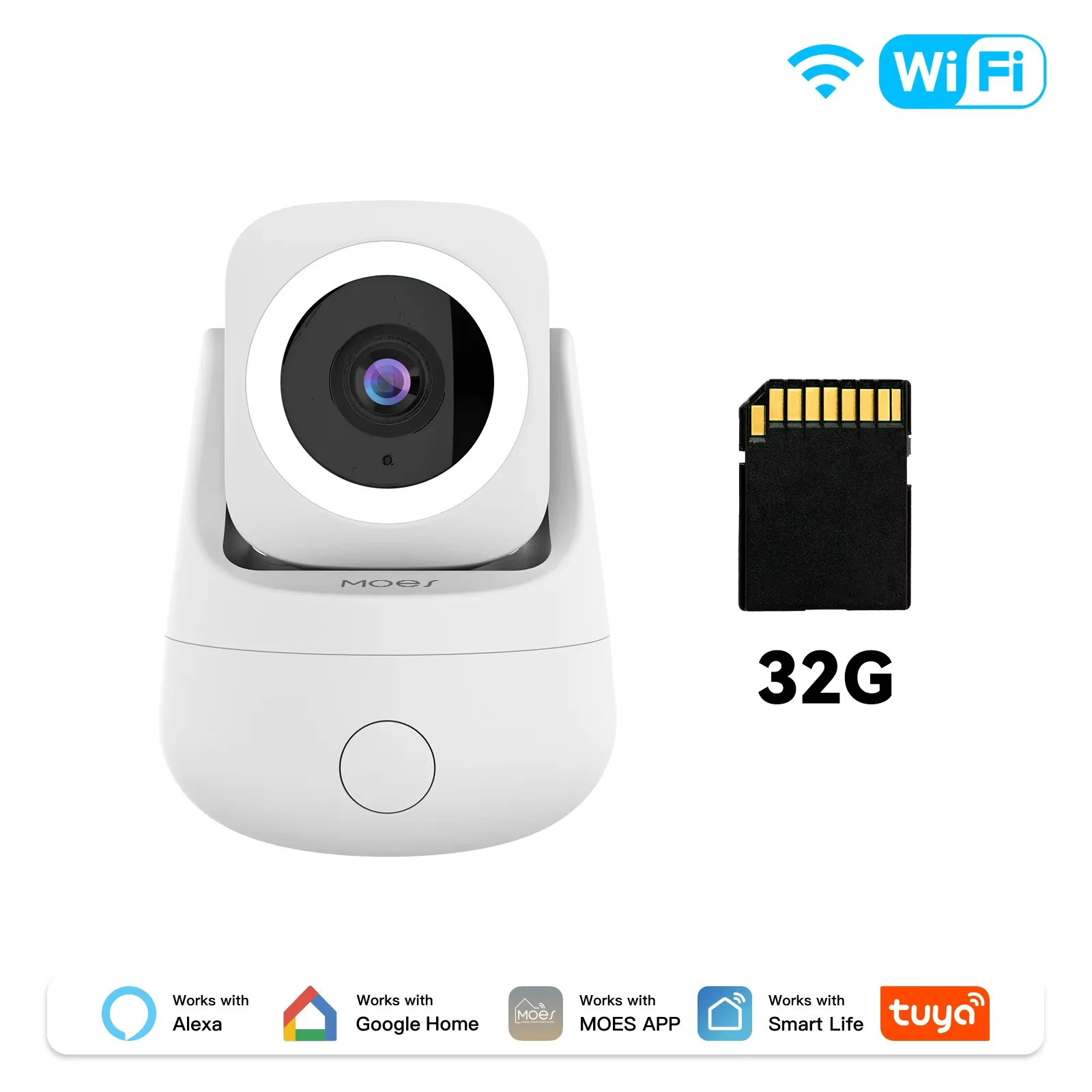 MOES Tuya WiFi Smart Camera Binnen 3MP HD Pan 360 °   Kantel 180° °   Home Monitoring Surveillance werkt met Alexa Google Home
