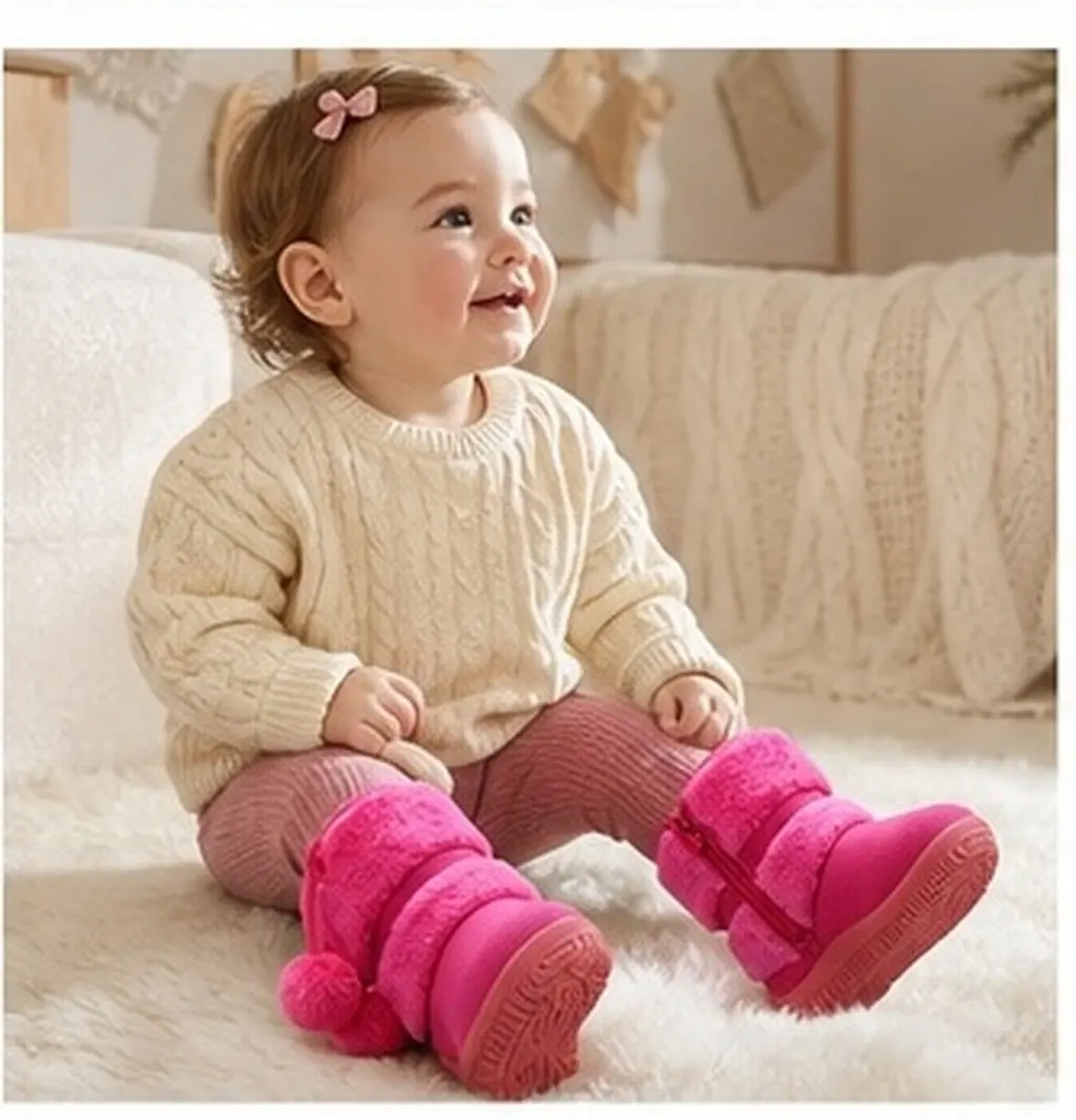 1Pair Baby Snow Boots High-Quality Safe Skin-Friendly Prewalker Winter Warm Snowshoes for Girls Boys Adorable Matching Outfit