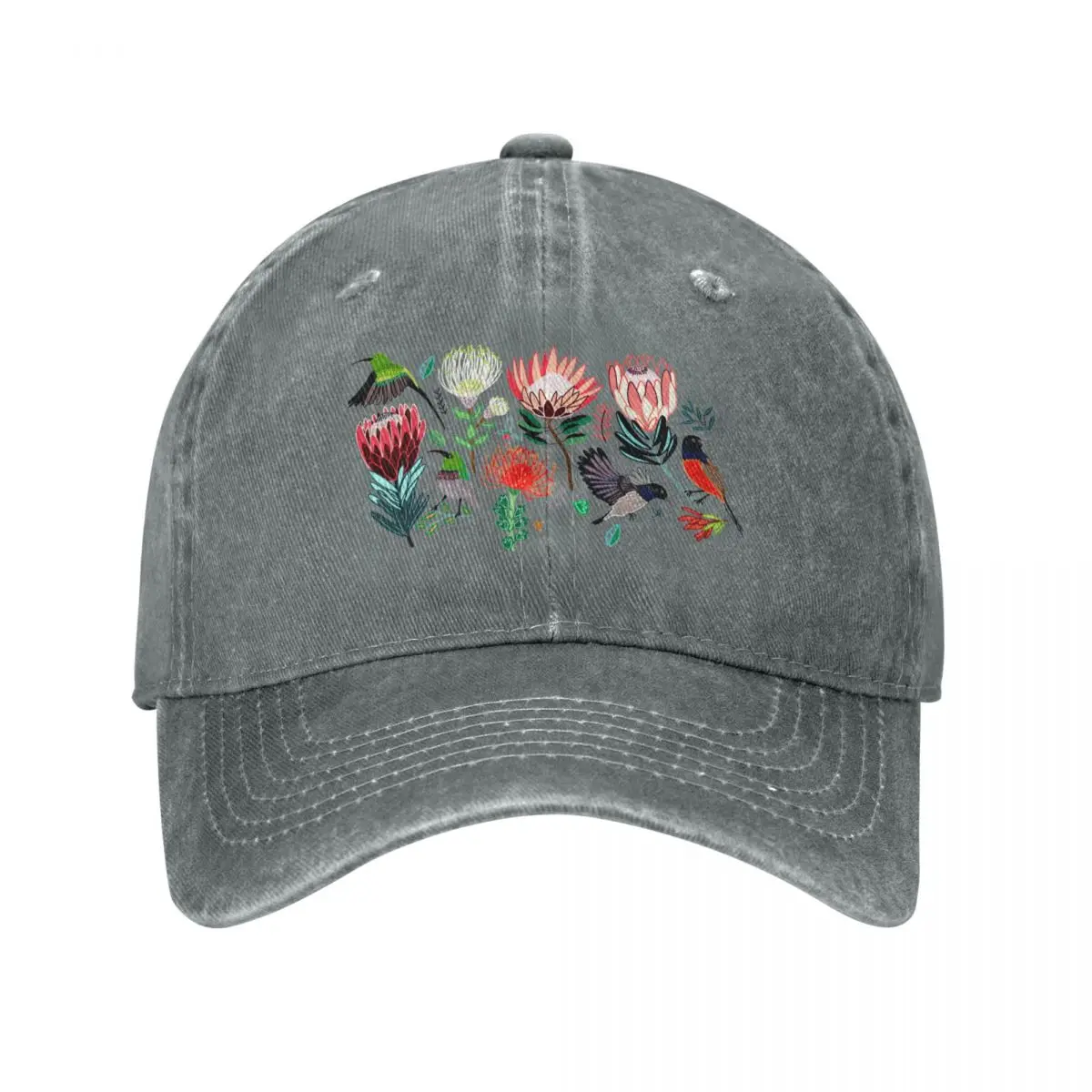 Sunbirds & Proteas On Grey Baseball Cap Luxury Hat Anime Golf Men Women's