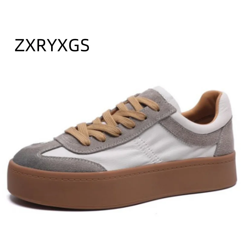 

ZXRYXGS обувь из натуральной лесather, модные кроссовки, новинка 2025, элегантная женская обувь, кроссовки на платформе, увеличивающие рост