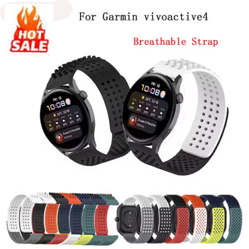 

For Garmin vivoactive4 20/22m Press universal Breathable Strap Smart Watch Adjustable Watchband ForSamsung galaxy watch 46mm