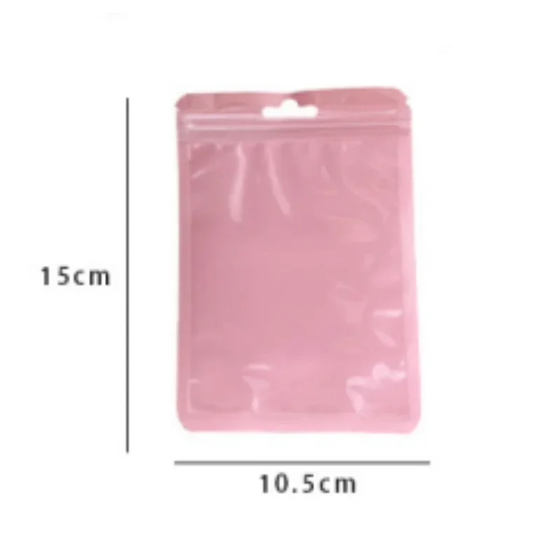 5pcs Reusable Plastic Zip Lock Bags Transparent Macaron Color Sealing Bag for DIY Jewelry Retail Display Wrap Packaging Bag