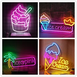 Ice Cream Colorful LED Neon Sign Acrylic Neon LED Sign Light USB For Home Bar Restaurant Children Bedroom Wall Art Decor Lights