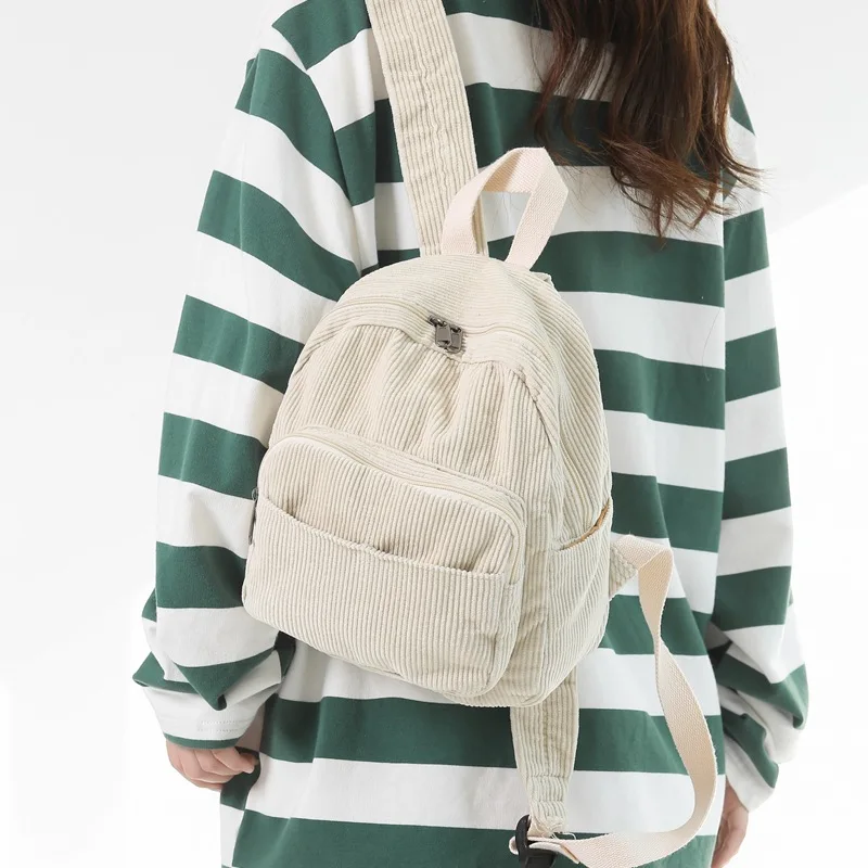 Corduroy Women Small Backpack Vintage Feminina School Mini Backpack Women Bagpack Female Solid Girl Mochilas маленький рюкзак