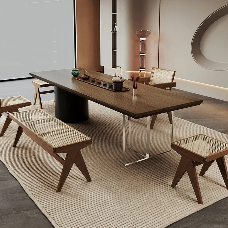 Wabi Silent Wind Tea Table and Chair Combination Kung Fu Tea Table Office Solid Wood Tea Table Simple Log New Chinese Large Boar