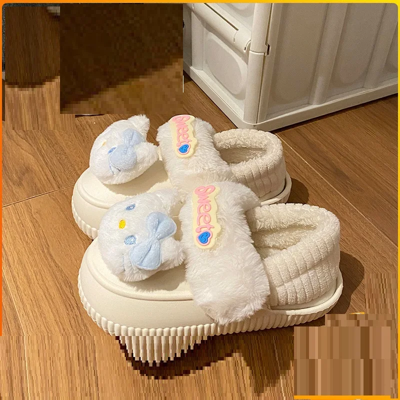 

Hellokitty пара мужских и женских хлопковых тапочек, зимние милые хлопковые тапочки для отдыха Sanrio для девочек, новые плюшевые теплые хлопковые тапочки со съемной подошвой