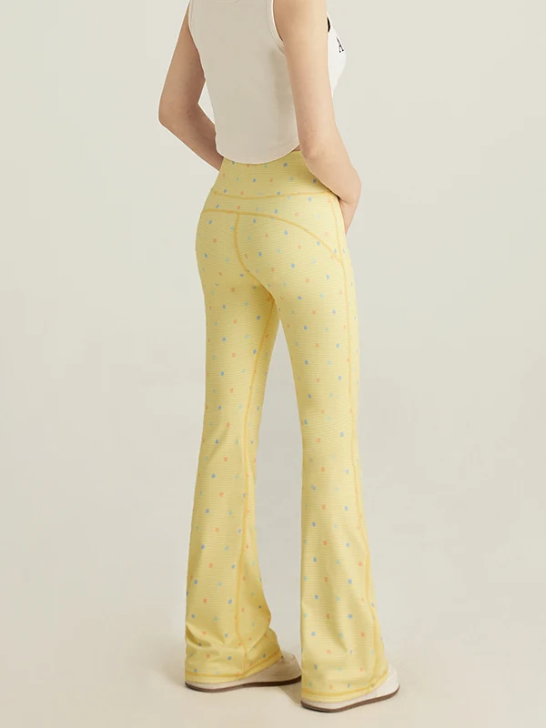 ハイウエスト水玉プリントカジュアルパンツヨガパンツ女性のフレアパンツ COFEIPARD レディース快適な通気性ファイオン