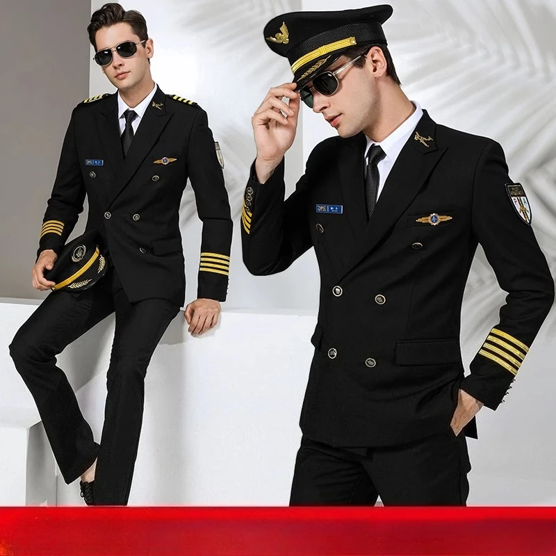 

Pilot Airline Uniform Property Workwear Air Captain Uniforme Professional Suits Flight Attendant Men Aviation Uniforms Air Host