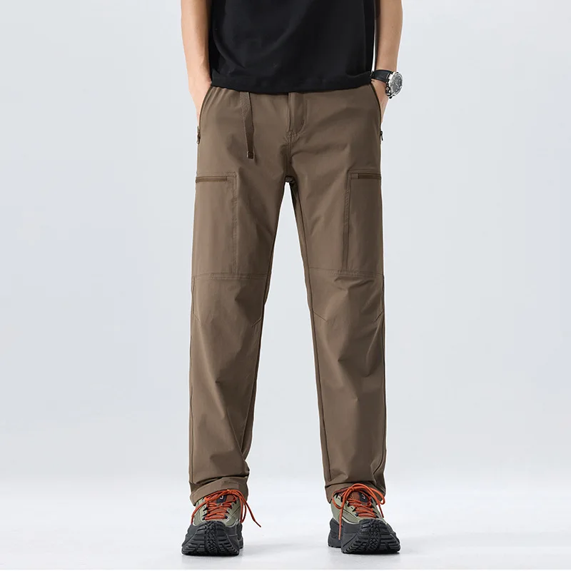 

Men Summer Micro Elastic Soft Fabric Quick Dry Outdoor Casual Techwear Track Cargo Pant Plus Size Streetwear Sport Trouser