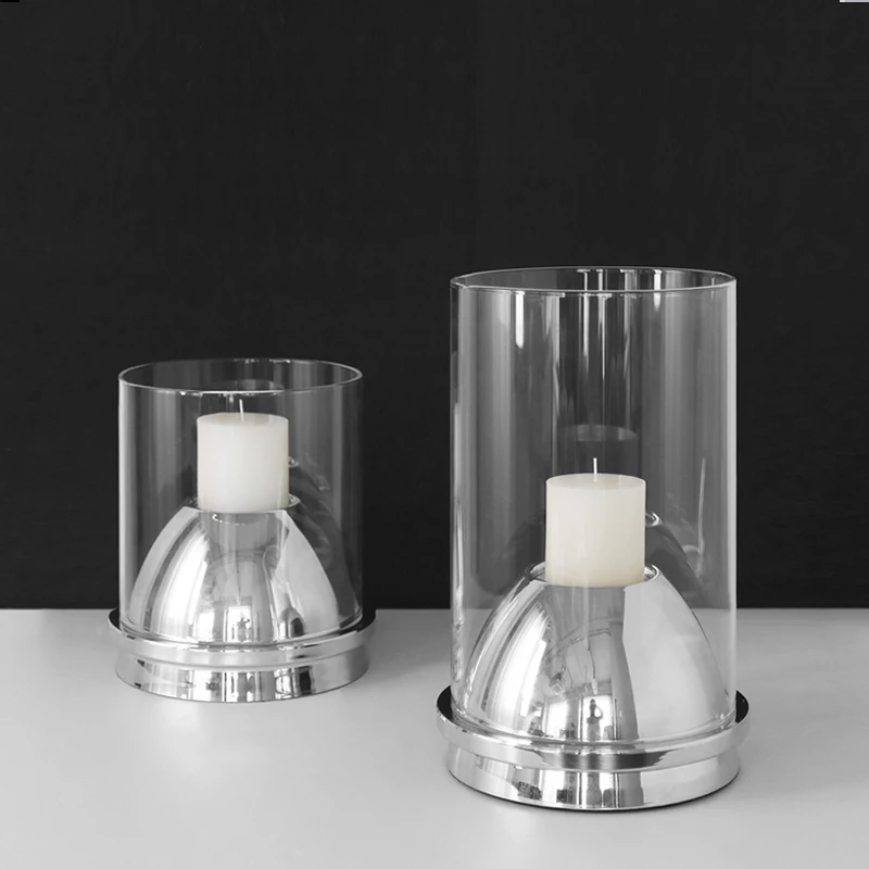 Corvair Metal Glass 34cm Candlesticks Candle Holders Dining Table Decorative Ornaments Room Ambiance Soft Furnishings