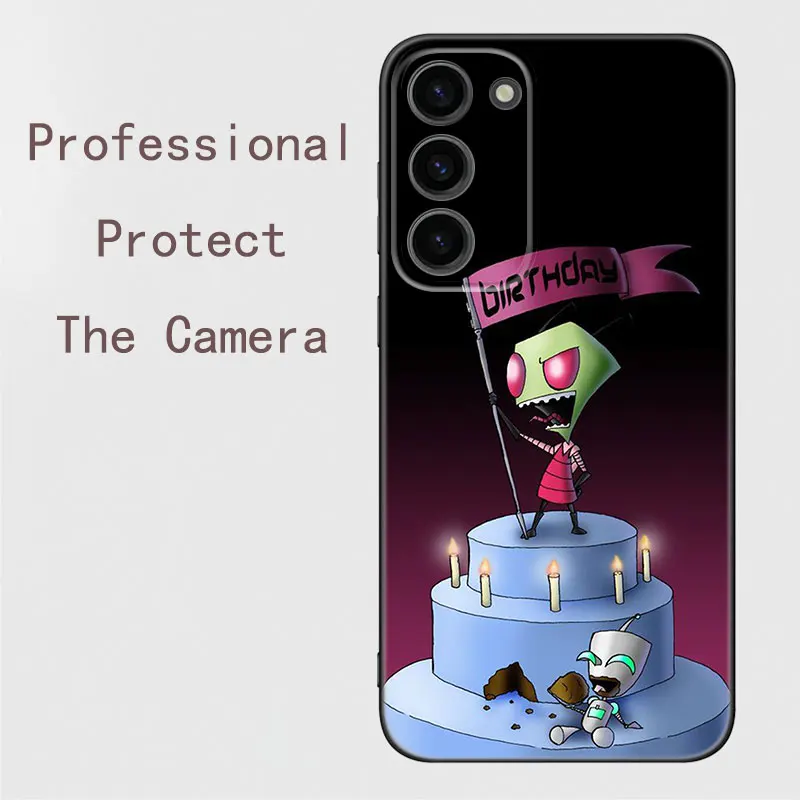 Invader Zim Cartoon Black Silicone Phone Case For Samsung Galaxy S20 S21 S23 S24 FE S22 Ultra S8 S9 S10 Plus