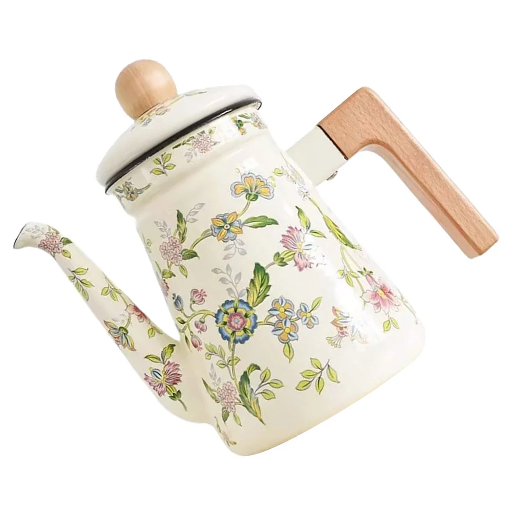 

Teapot Home Enamel Strainer Infuser for Loose Kettle with Handle Small Vintage Retro Style