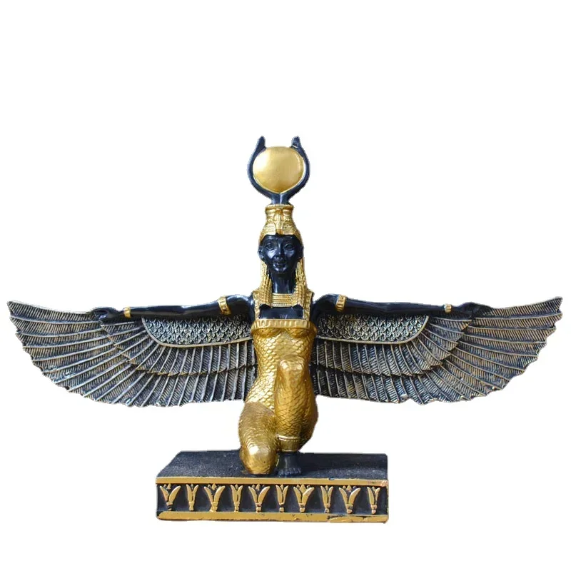 Aqumotic Egyptian Gods Goddess Ornament Big Horus Large Isis Sculpture Adorn for Home Eye of Egypt Furnishing Articles Decorate