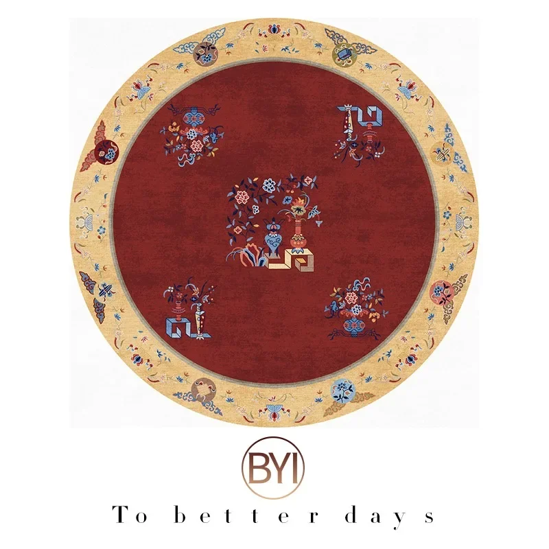 New Chinese Style Circular Carpet Living Room Household Coffee Table Tea Room Mats Chinese Style Carpet and Easy To Maintain