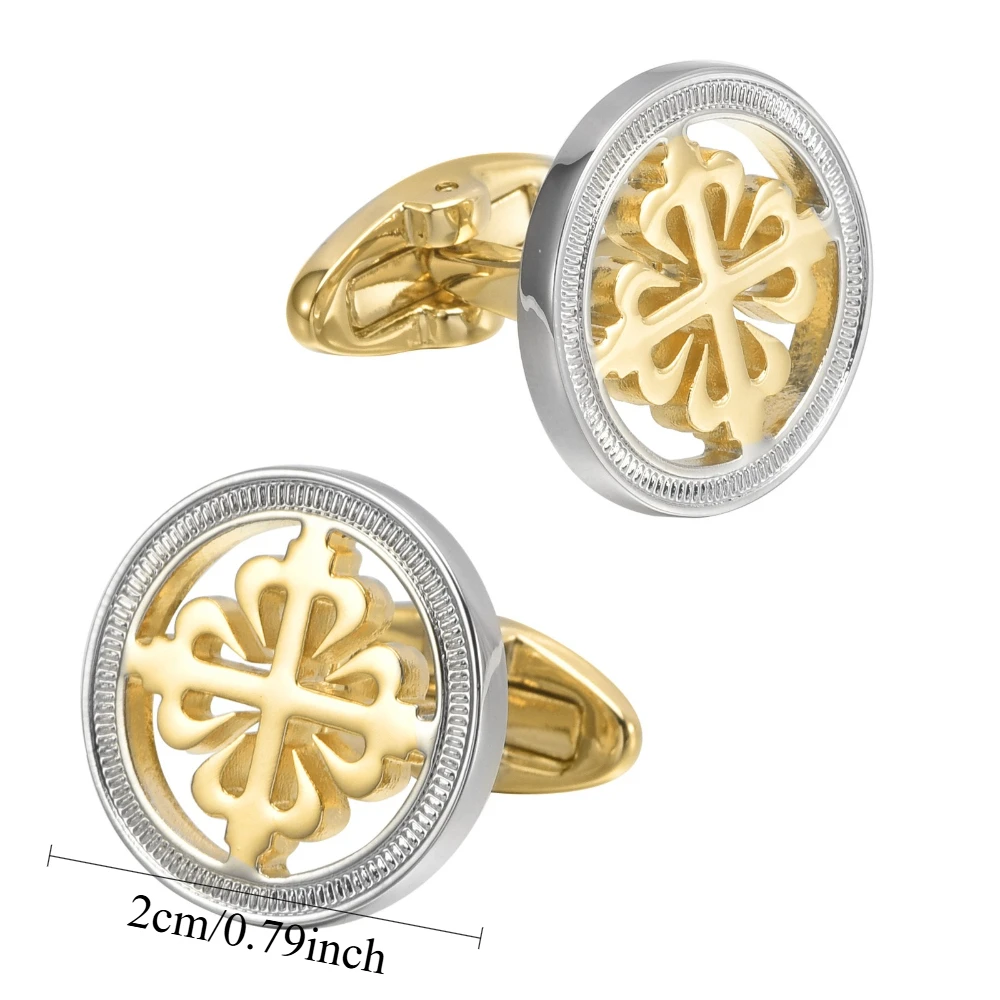 Hollowed-out Pattern Cufflinks Stitching Exquisite Pattern Round Style Business Formal Wear Wedding Banquet Cufflink Accessories
