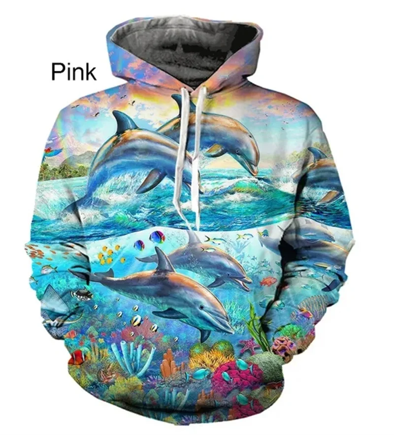 

New 3D Dolphin Printed Hoodies For Men Delphinids Graphic Pop Unisex Swearshirts Children Fashion Pullover Women Harajuku Hoodie