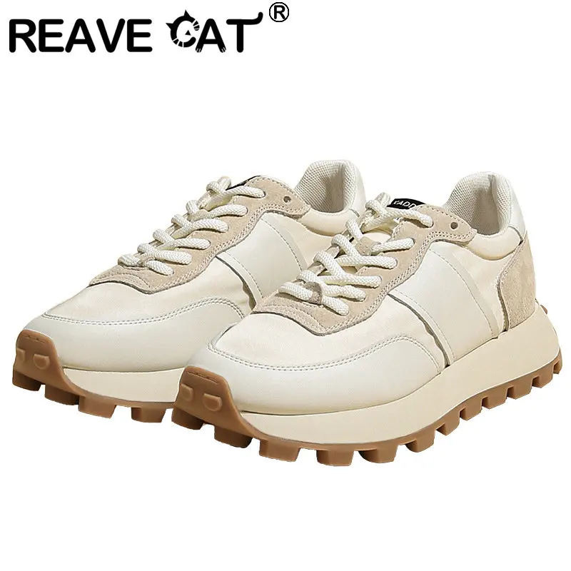 

Женские кроссовки на шнуровке REAVE CAT, брендовые дышащие мягкие кроссовки разных цветов из ЭВА на платформе с круглым носком, спортивная обувь для отдыха, 40