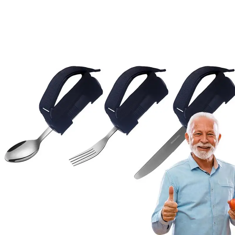 Adaptive Cutlery For Elderly 3X Adaptive Elderly Cutlery For Hand Tremors Stainless Steel Spoon Fork Set Adaptive Eating