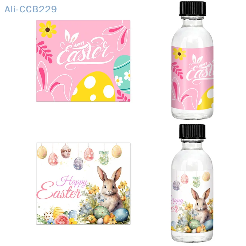 

Easter Bunny Stickers Water Bottle Labels Decor Self-adhesive Cartoon Carrot Rabbit Sticker Easter Baby Shower Party Supply