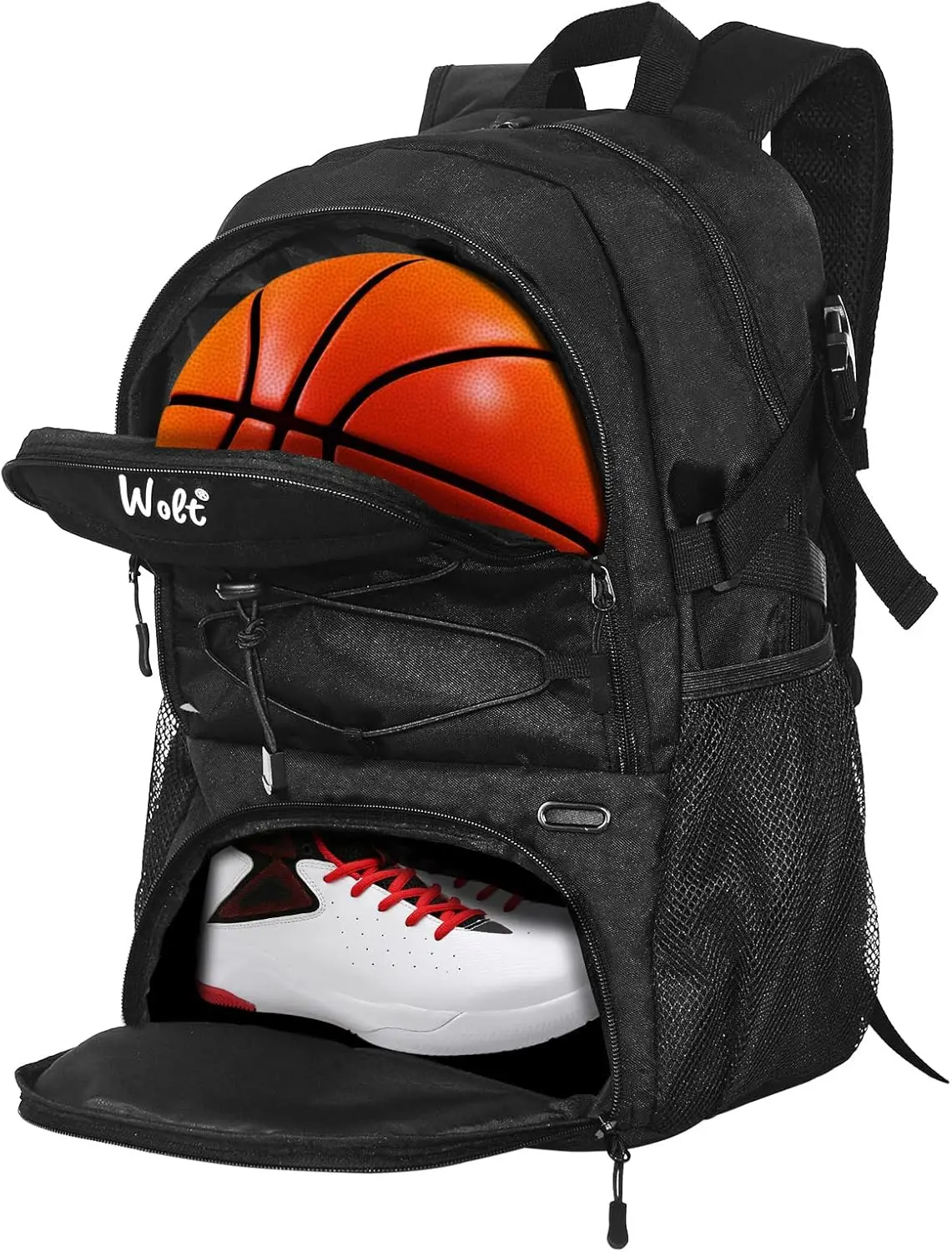 WOLT | Basketball Backpack Large Sports Bag with Separate Ball Holder & Shoes Compartment