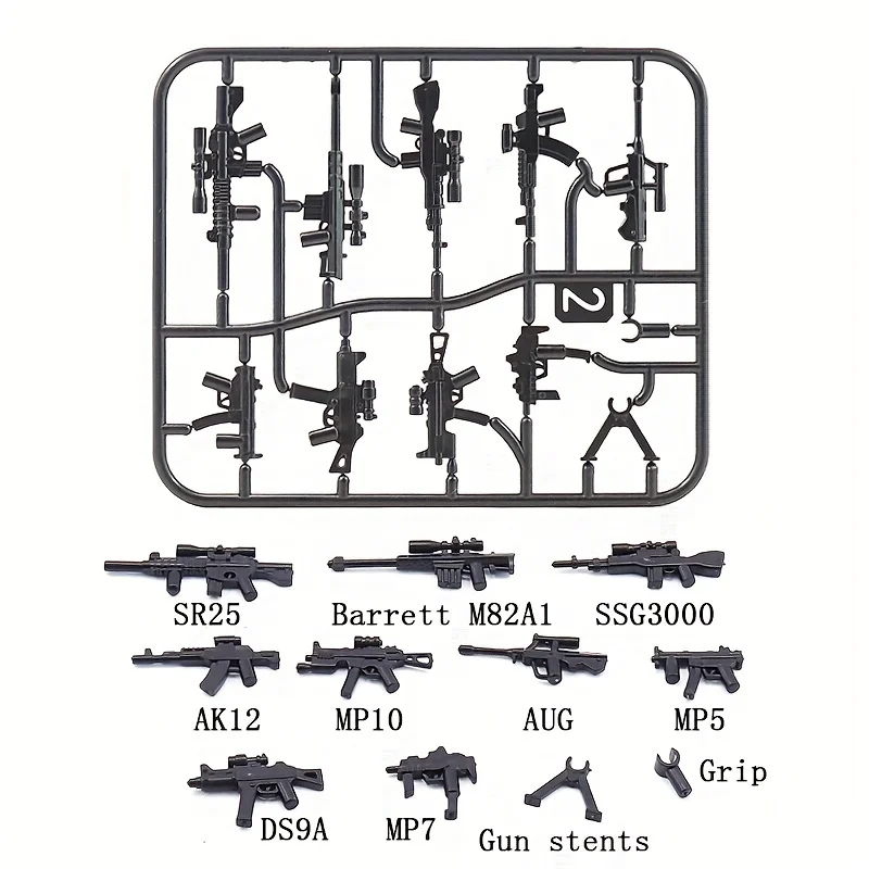 Minifigure Weapon Accessories Toy Set Moc WW2 Military Building Blocks Weapons Guns Equipment Birthday Gift For Boys