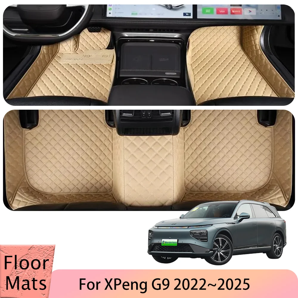 

For XPeng G9 2022~2025 LHD RHD Car leather Floor Mats waterproof Scratch Resistant Carpets Pad Interior Protection Accessories