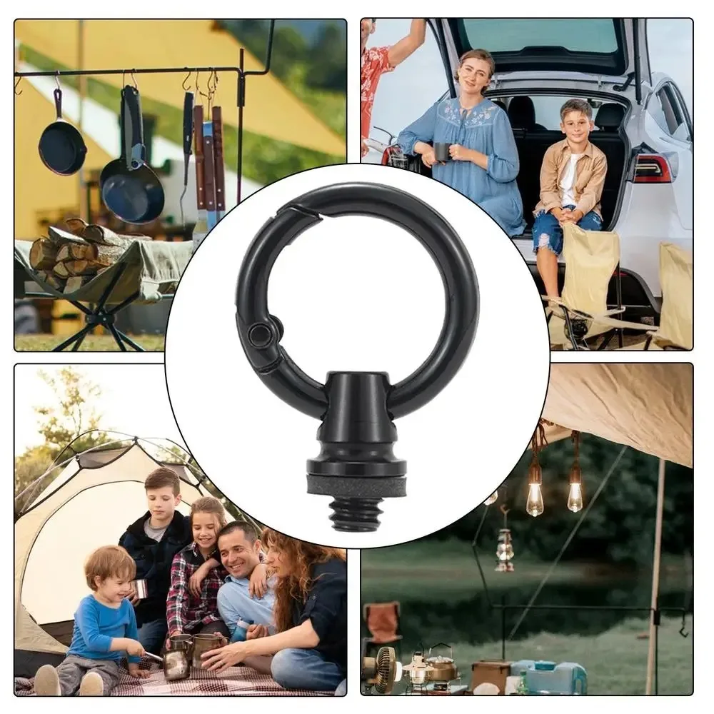 High Quality Alloy Outdoor Carabiner Clip Black with Grommet Tent Light Hook Multi-purpose Lamp Hanger