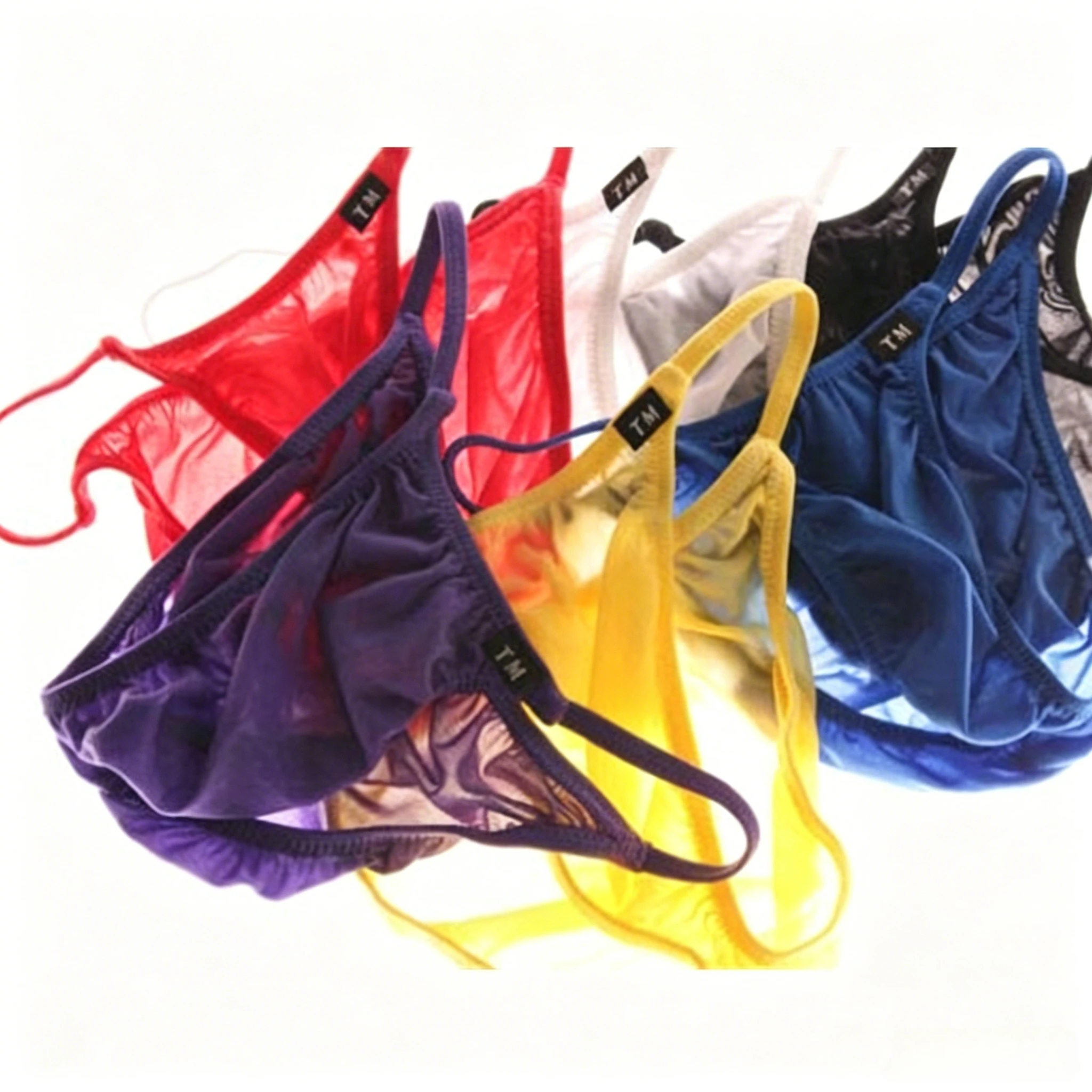 Men Thin Semi Sheer Nylon Bikini Briefs Low Rise Elastic Comfort Sexy Triangle Underwear Youth Fashion Quick Dry Cool Feel Tanga