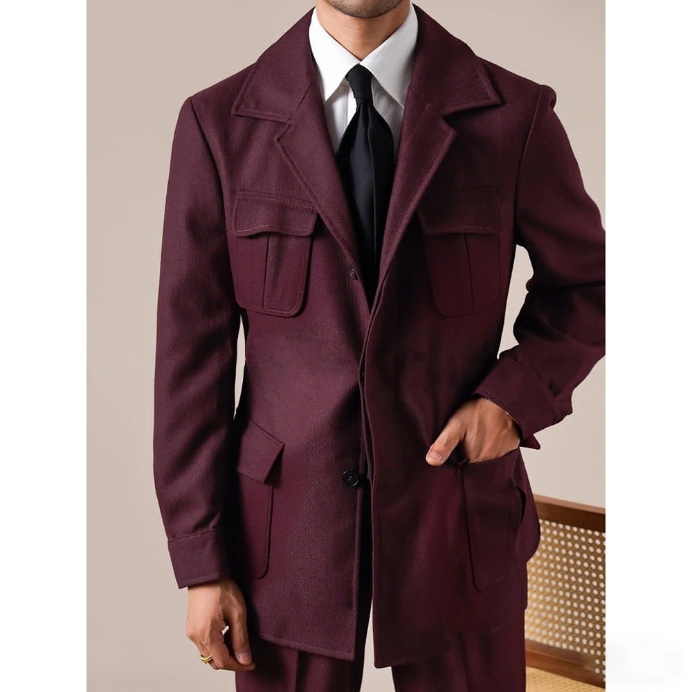 

Elegant Men's Suits Chic Single Breasted Notch Lapel Slim Fit 2 Piece Jacket Pants Full Sets High Quality Male Clothing