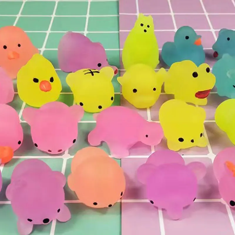 5-50Pcs NEW Glow Kawaii Toys Cute Animal Antistress Decompression Mochi Toy Soft Sticky Squishi Stress Relief  Funny Gift Toys