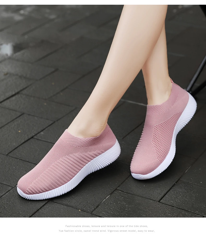 Damen Vulkanisierte Schuhe Atmungsaktive Mesh-Gewebe Einfarbige Sportschuhe Flache Schuhe Rutschfeste Damen-Loafer Walkingschuhe 35-43 – Detail 9