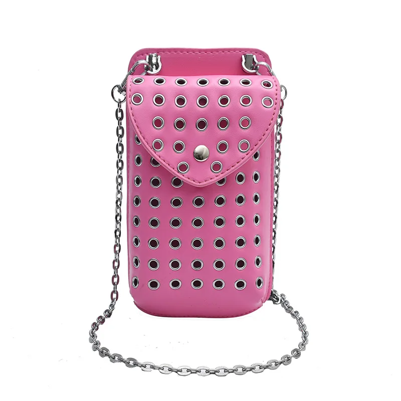 

Summer Hollow Out Single Shoulder Bag Desinger Flap Handbag And Purse Luxury Rivet Mini Crossbody Bag Lady Trendy Phone Bag