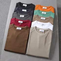 4864# 2024 Summer New American Retro Short Sleeve O-neck Solid Color T-shirt Men's Simple Washed Raglan Sleeve Casual Youth Tops