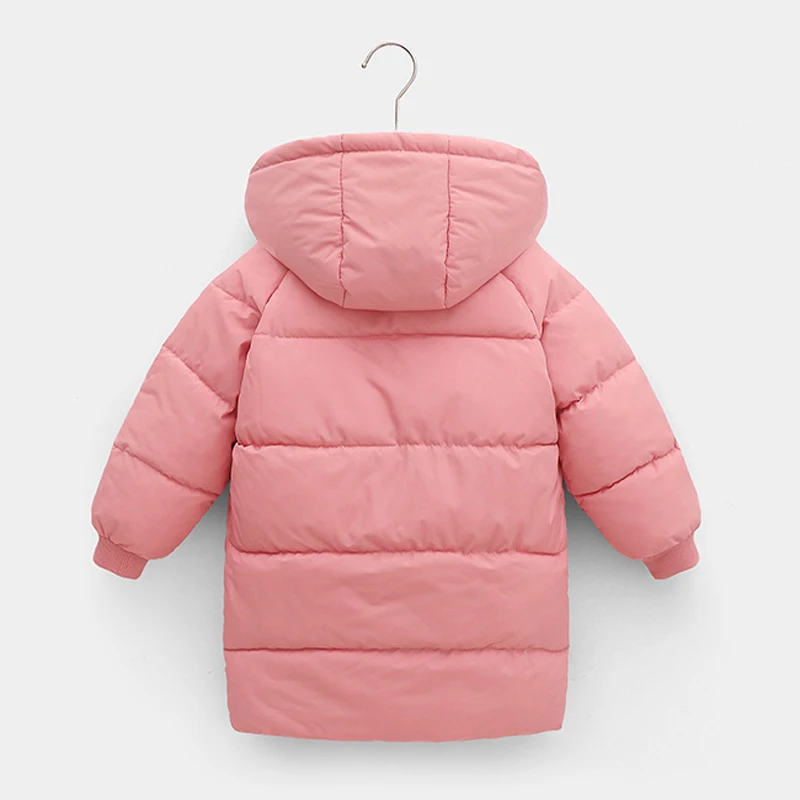 2 3 4 5 6 8 10 Jahre Mädchenjacke Winter Langer Stil Einfarbig Dick Warmhaltend Mit Kapuze Oberbekleidung Für Jungen Daunen-Baumwoll-Schneeanzug – Detail 8