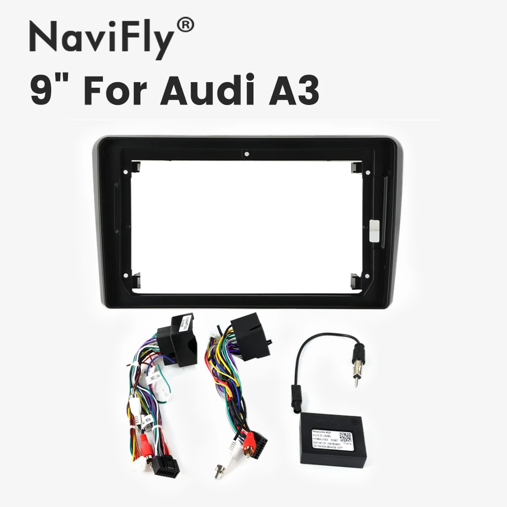 2 DIN Car DVD Player Frame Fascia Adapter Canbus Box Decoder for Audi A3 2 8P 2003-2013 S3 2 2006-2012 RS3 1 2011 2012