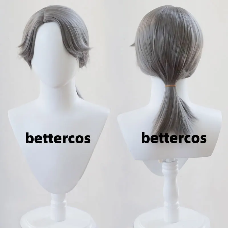 Aesop Carl Identity ��Embalmer Cosplay Wig Gatto Hair DarkGrey Hair Heat-resistant Fiber Rose Wig Cap + Wig Netr