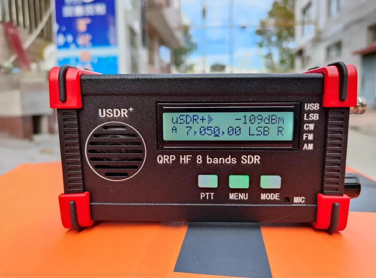 Transceiver 5W USDX USDR HF QRP SDR Transceiver SSB/CW 8-pasmowy DSP SDR Czarna obudowa z mikrofonem ręcznym z baterią