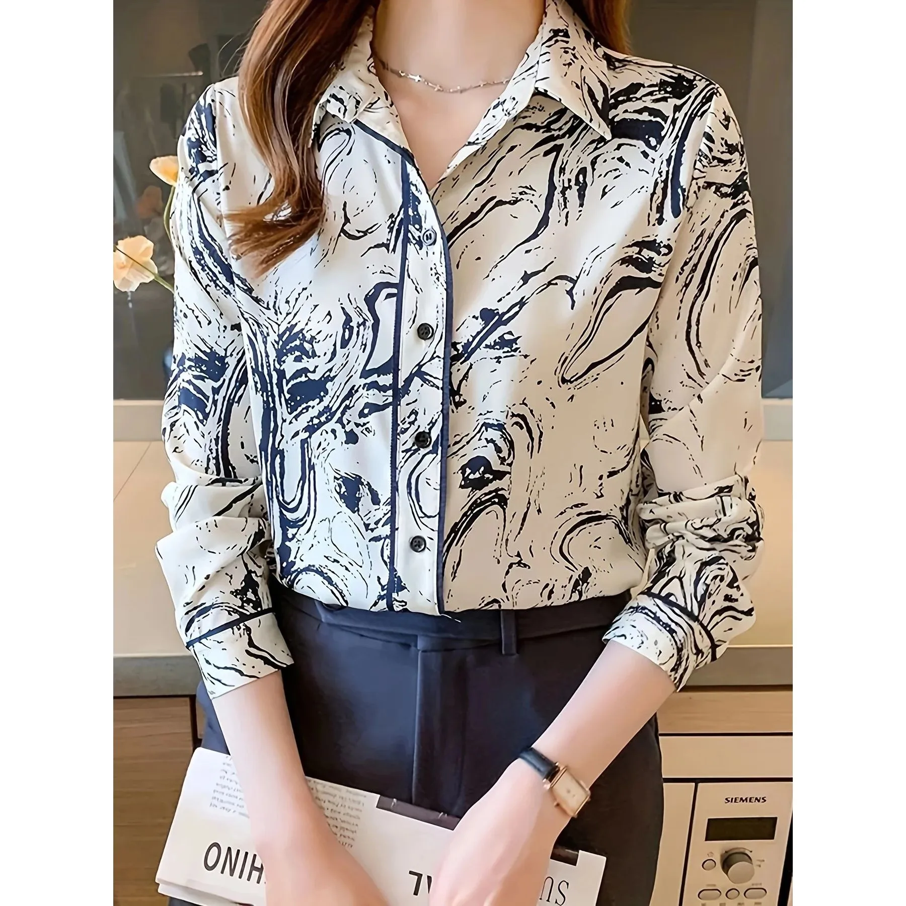 

Faion Printed Women's Button-Down Blouses Ladies irt Spring 2025 Seasonal Other Material 00% Ladies Faion Blouse