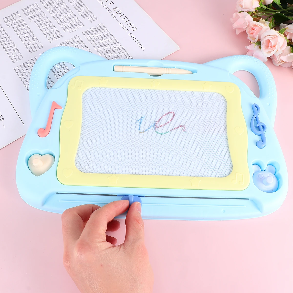 

1pc Eco-friendly Magnetic Drawing Board for Kids Lightweight Reusable Painting Board Funny Cat Design Portable Wipe Clean