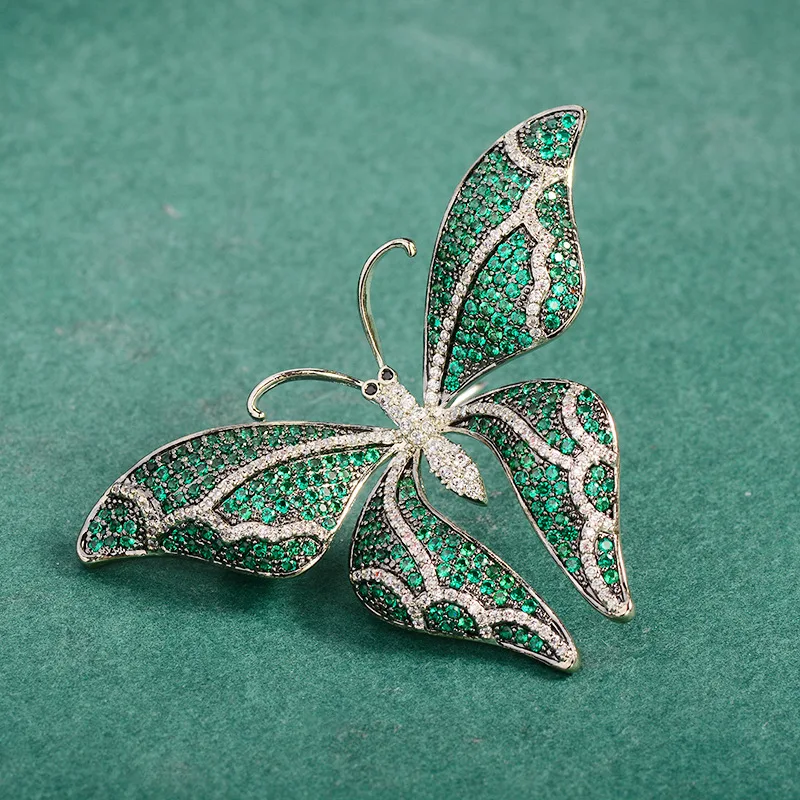 OKILY Retro Butterfly Brooch Pins Zirconium Temperament Corsage for Women Coat Fashion Accessories Pins Ornament Wedding Gift