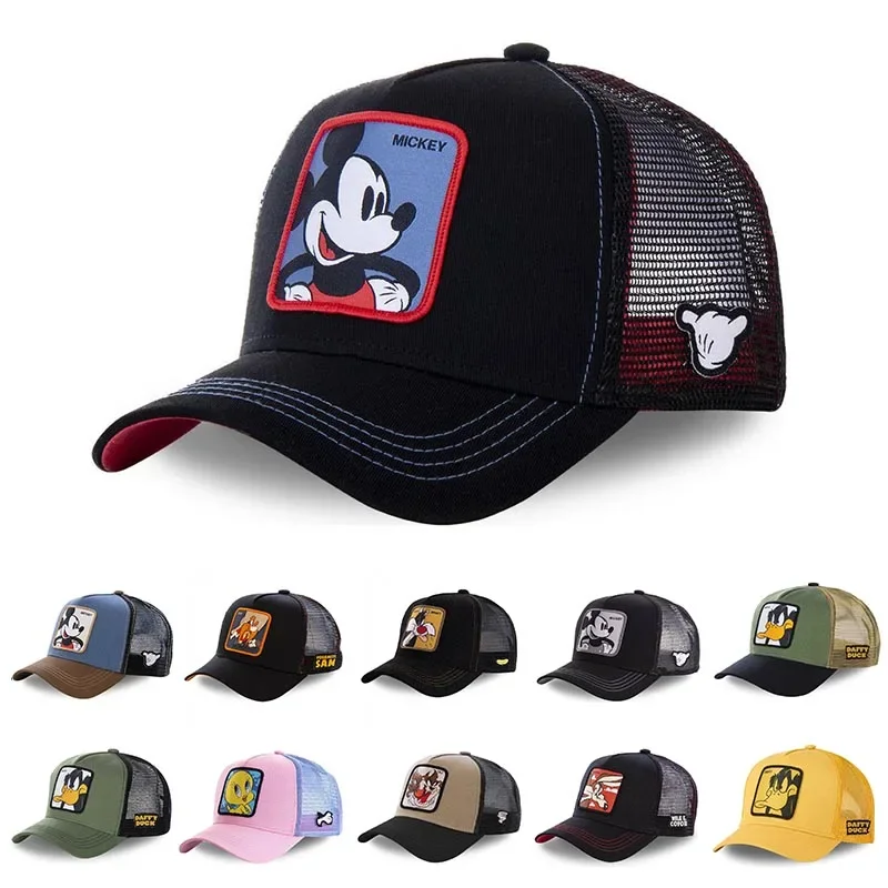 Hohe Qualität Disney Stile Anime Cartoon Snapback Baumwolle Baseball Cap Männer Frauen Hip Hop Papa Hut Trucker Mesh Hut Dropshipping