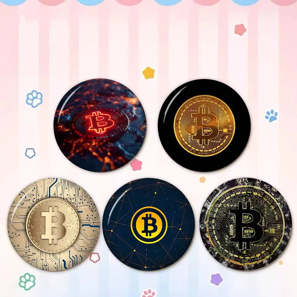 Luxury Bitcoins Tinplate Pin Button Custom Anime Role Old-school Brooch Cartoon Collar Badge Jewelry Gift Fans